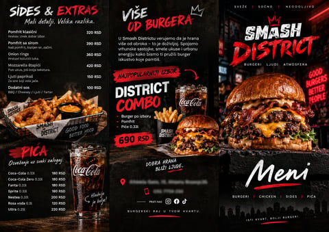 Portfolio primer Trifold A4 flajera za burger restoran