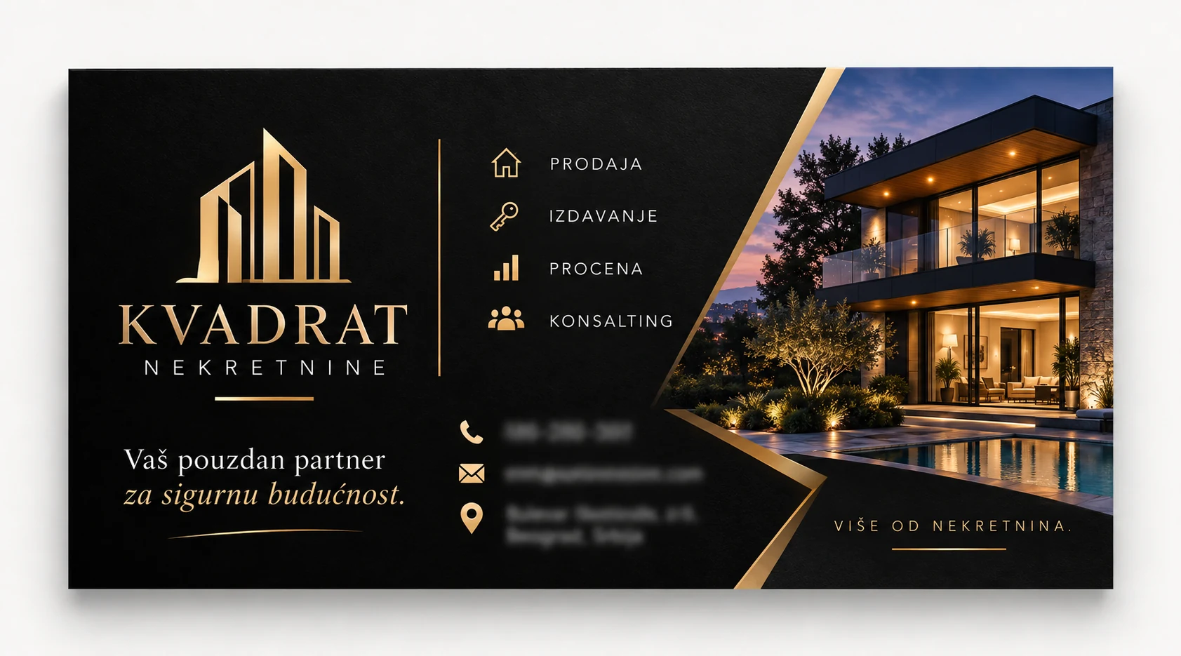 Primer dizajna vizit karte za nekretnine
