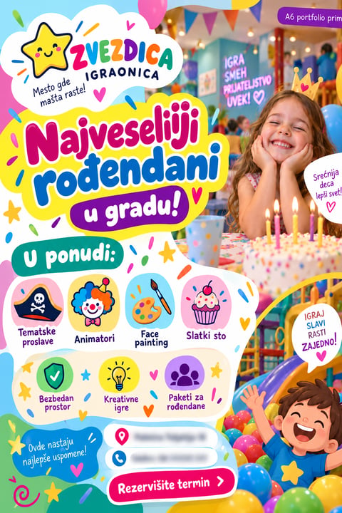 Portfolio primer flajera za igraonicu i rođendane