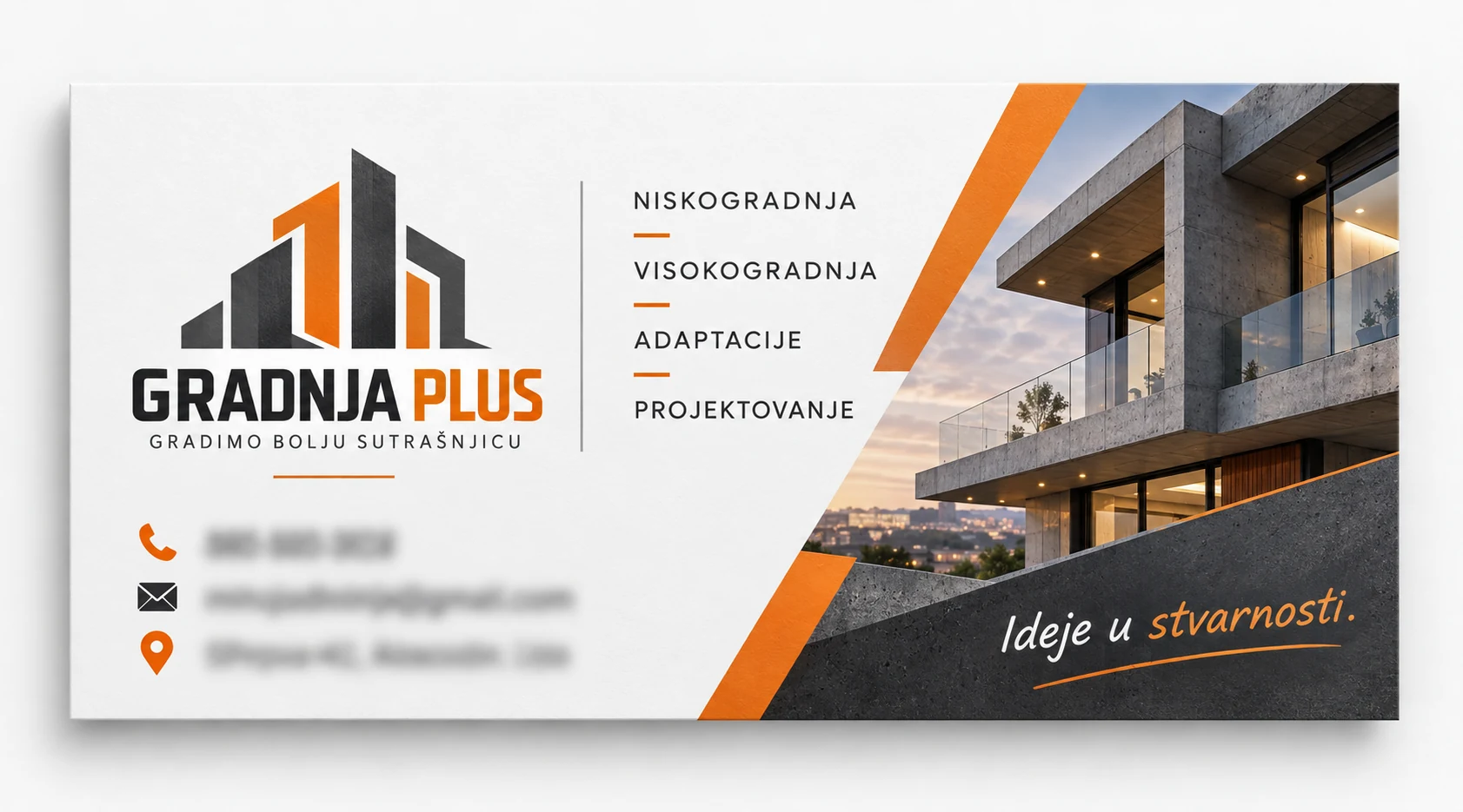 Primer dizajna vizit karte za građevinsku firmu