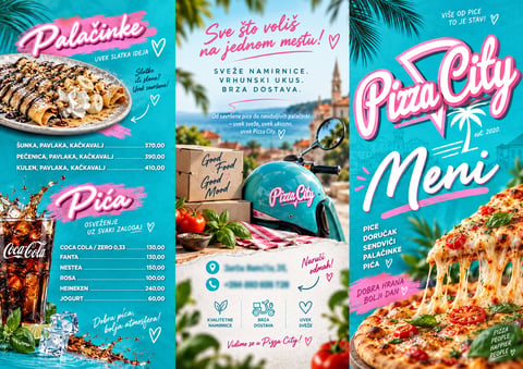 Portfolio primer Trifold A4 flajera za piceriju