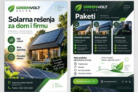 Portfolio primer A4 dvostrane brošure za solarnu energiju