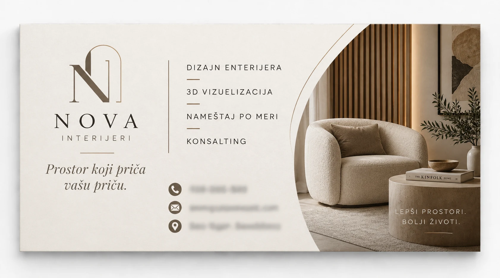 Primer dizajna vizit karte za dizajn enterijera